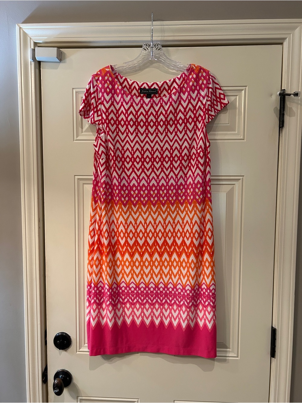 Jessica Howard Pink & Orange Geometric Midi Dress